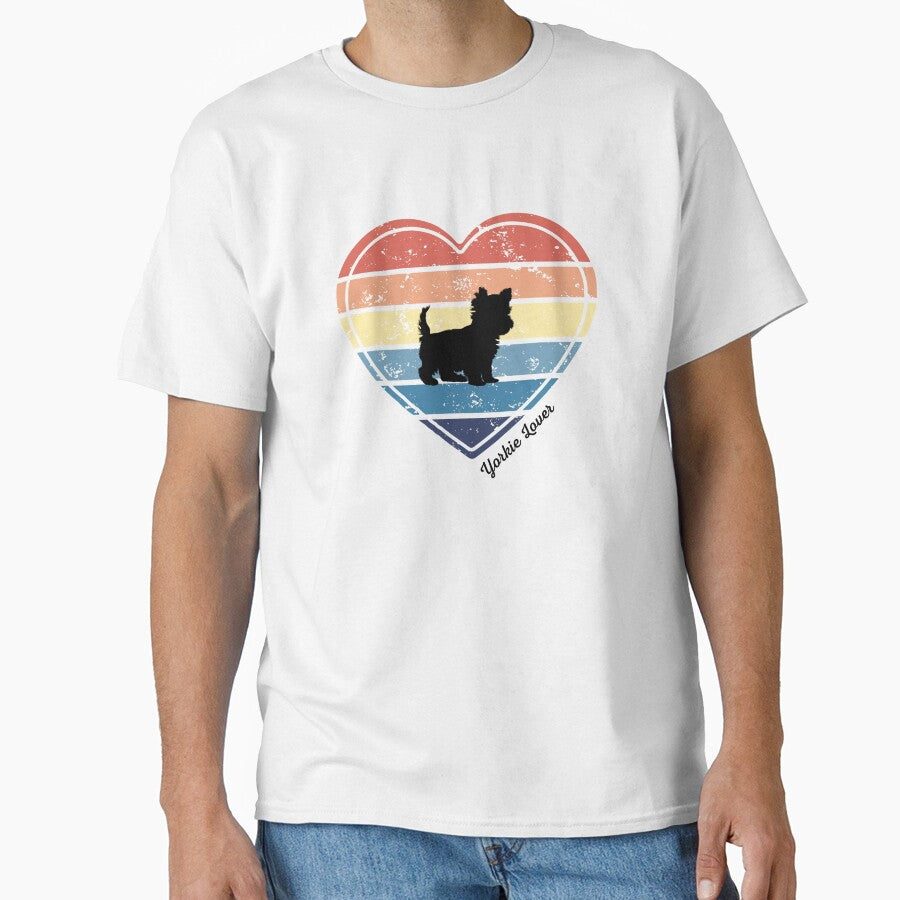 Yorkie Lover Retro Sunset Heart by Print-A-Joke