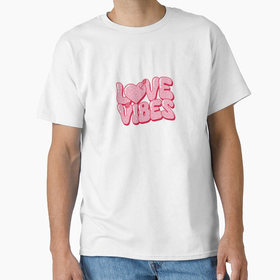 Love Vibes Pink Leopard Heart Retro Typography by Oniyasha