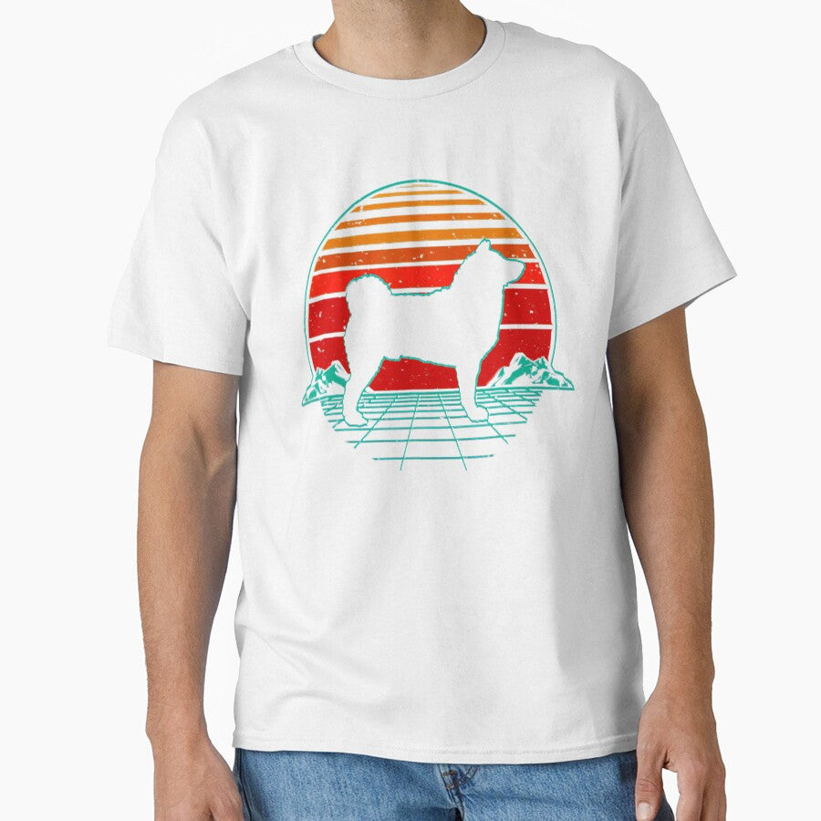 Akita Dog Puppy Retro Vintage Sunset Tee Gift Love by BargerStore