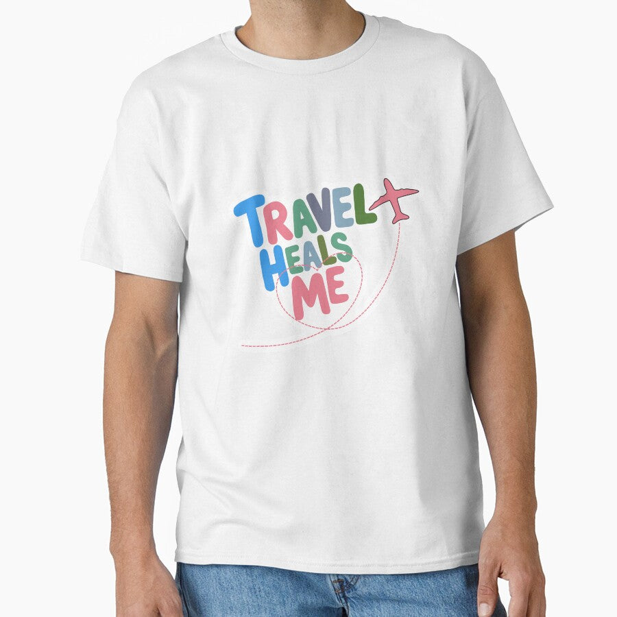 Travel Heals Me – Cute Travel Quote with Airplane | Inspirational Travel Design by PTMinimalShop