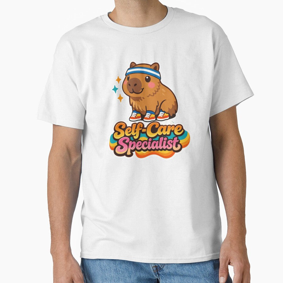Retro Groovy Capybara Self-Care Specialist Illustration by craftedd