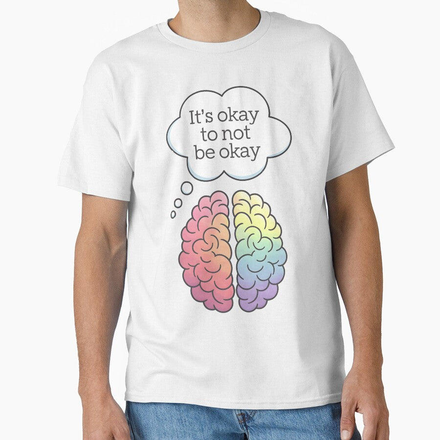 Positive Mental Health Art  It's Okay to Not Be Okay Brain Design by DrawHandArt