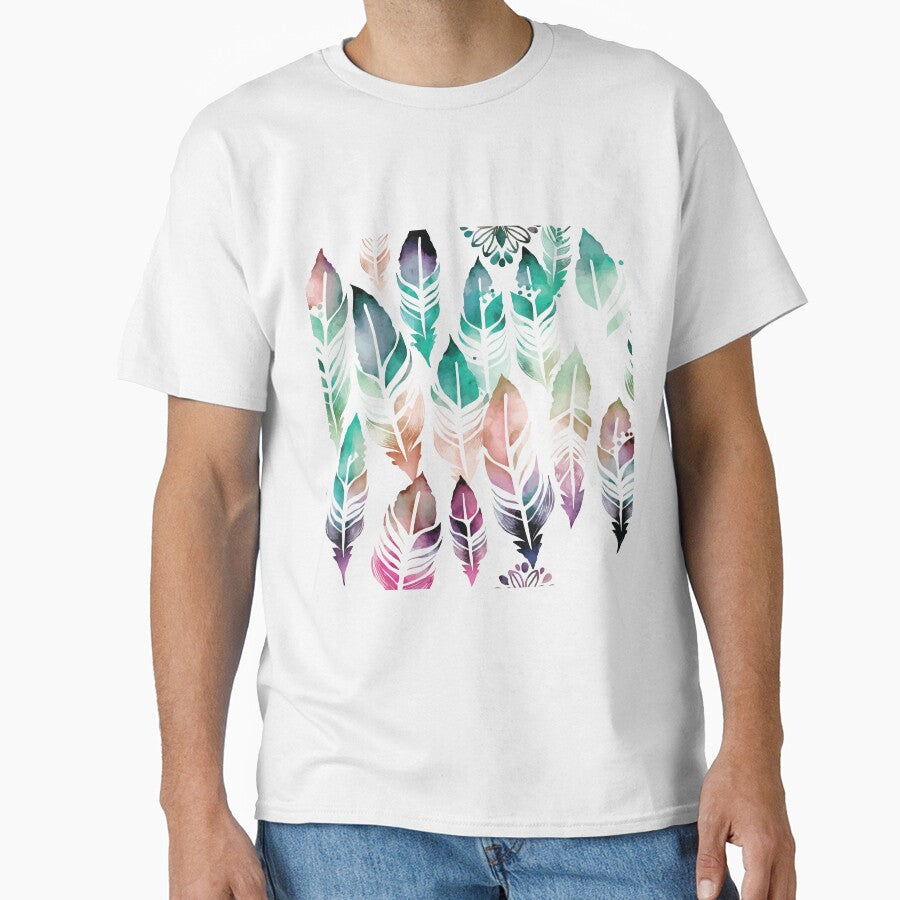 A Delicate Watercolor Print of Feathers- Boho Chic Patterns by GVRDesign