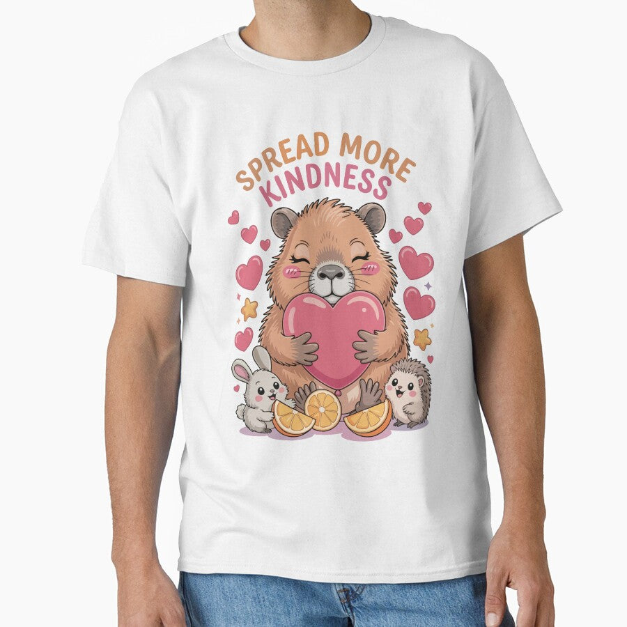 Spread More Kindness Adorable Capybara Holding Heart Graphic Design by 89BLACK