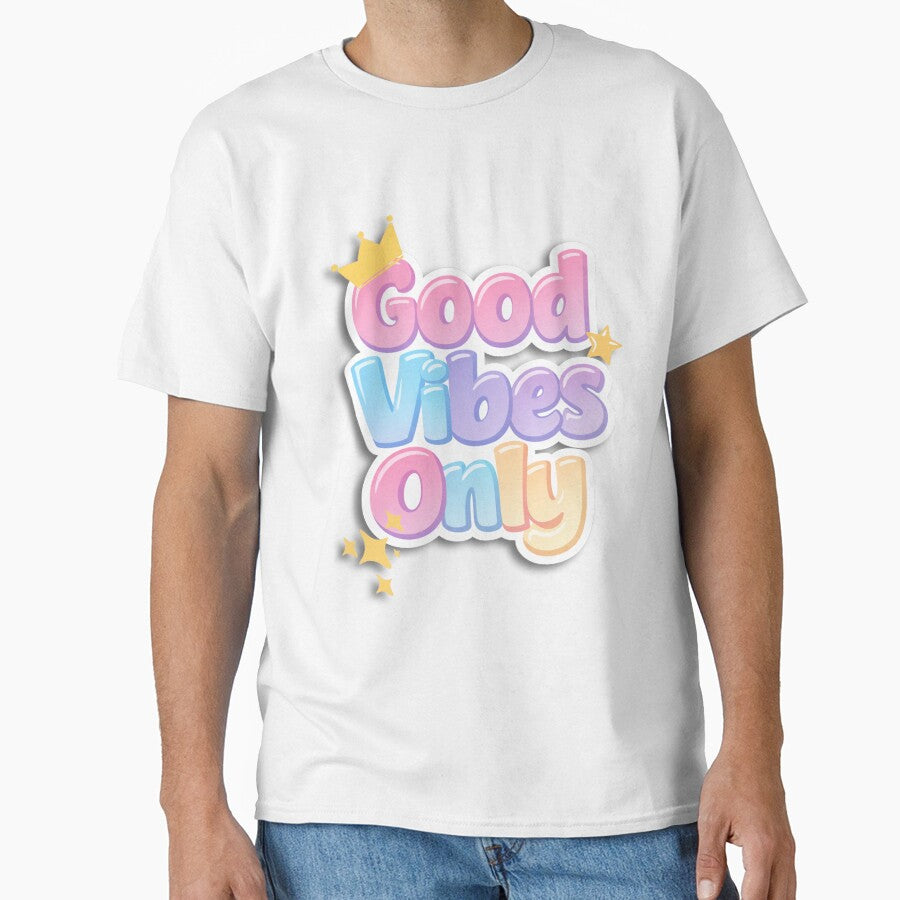 Good Vibes Only Colorful Typography Design – Positive Quote T-Shirt & Gift by MoonVibe-studio