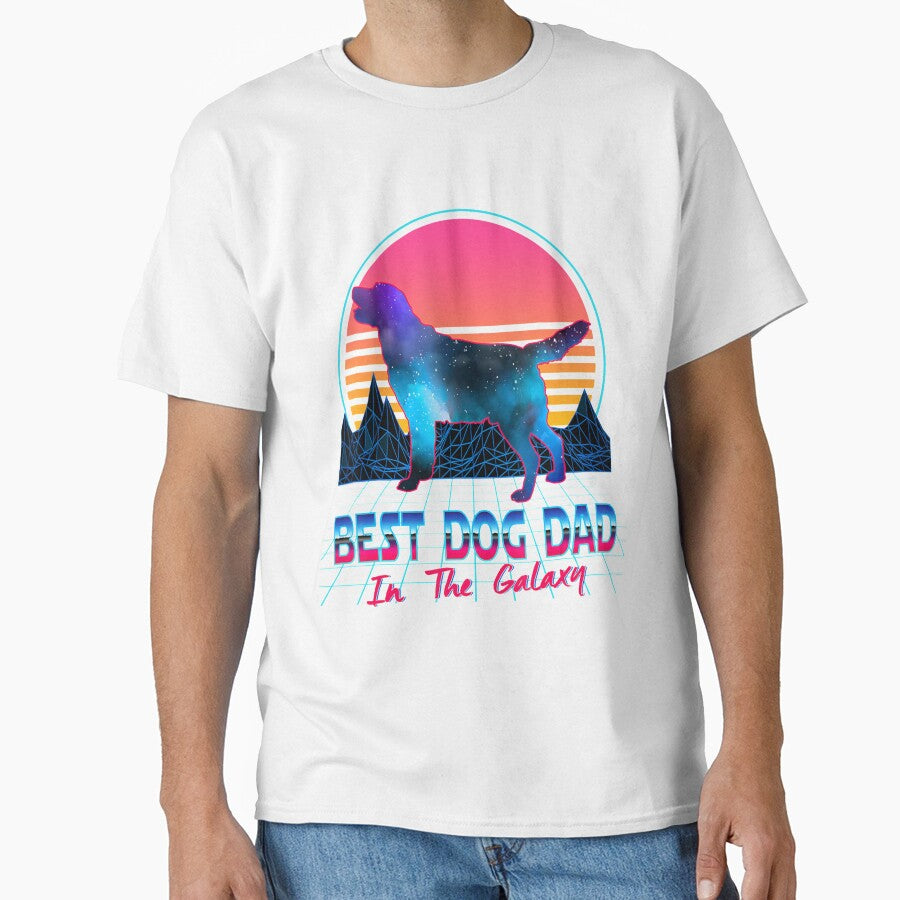 Best Dog Dad in The Galaxy Retro Vintage 80s Funny Dog Lover by julipham88