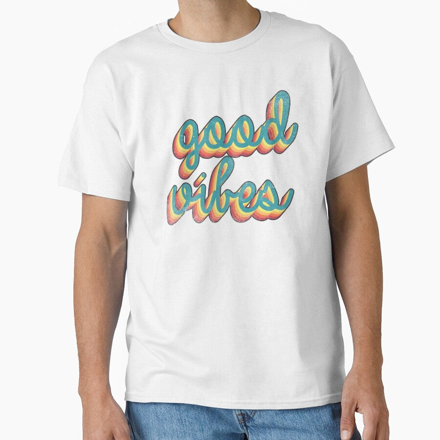 Colorful 80s Retro Palette Good Vibes 3D Extruded Text Distressed Script Typography by Cawaiico