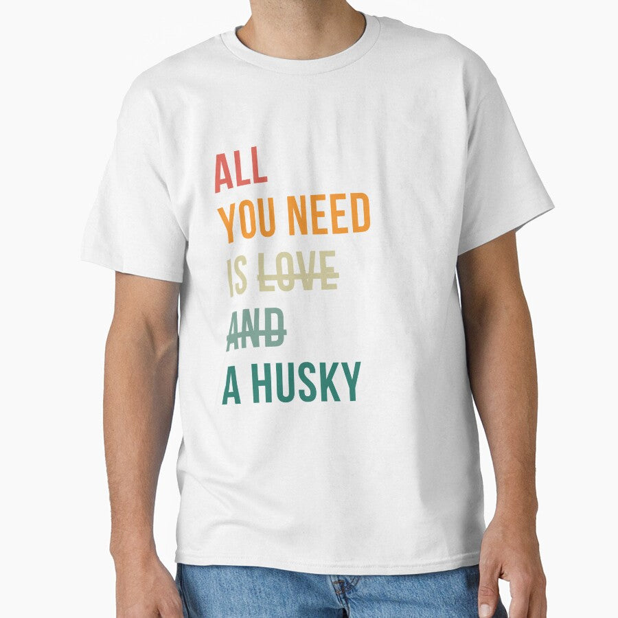 Retro all you need is love and a Husky dog breed design by 29Bumblebee