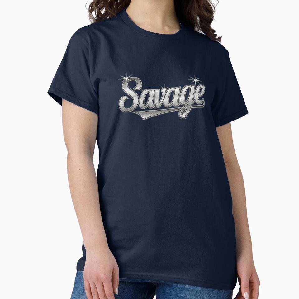 Savage Metallic Varsity Typography | aespa Inspired Y2K Chrome Design by Meivelle