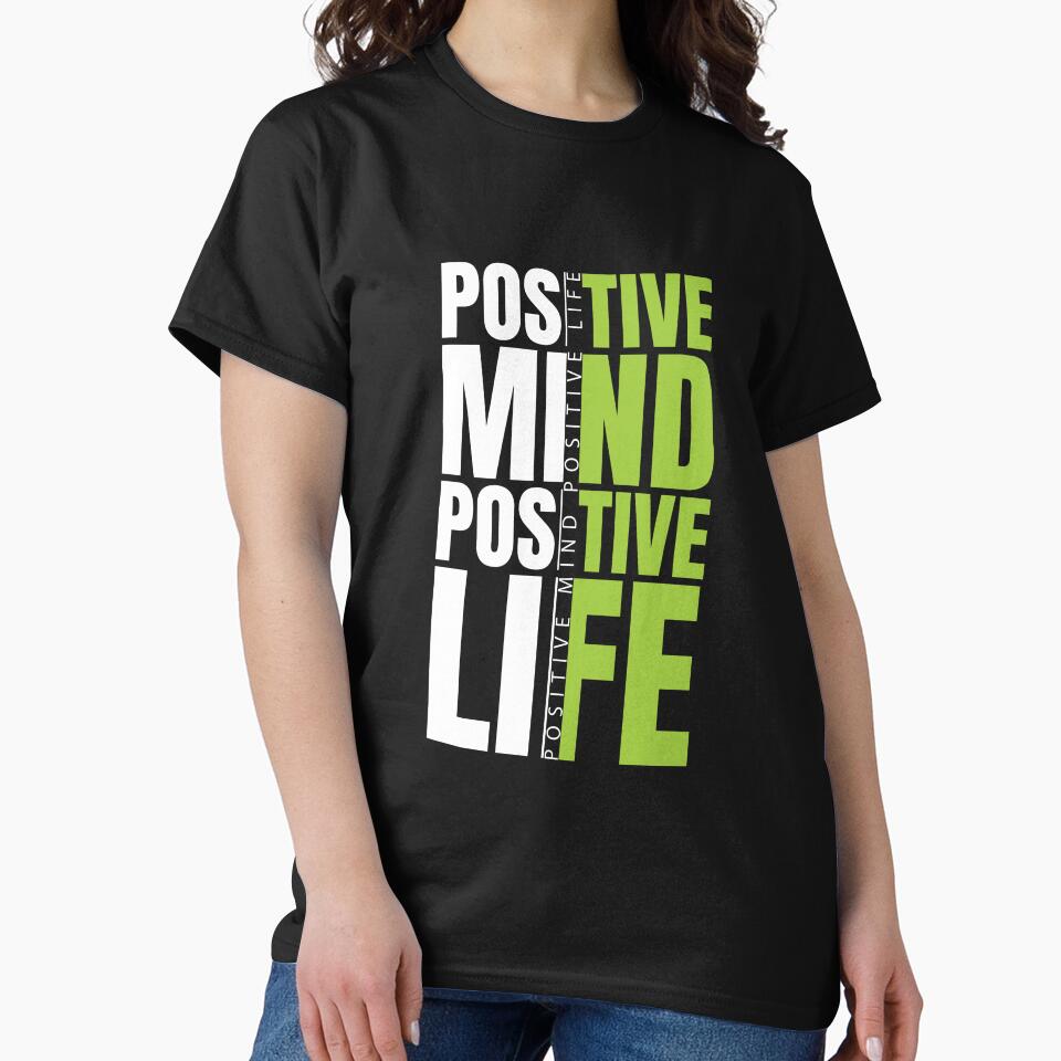 Positive Mind Positive Life - Green and White Modern Graphic Typography Poster by AVNGR-Design