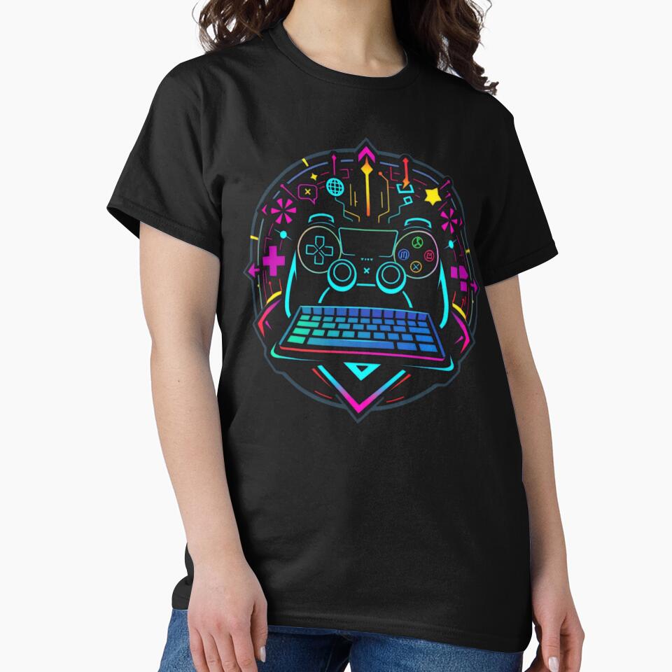 Vibrant Gaming Controller and Keyboard Icon with Neon Elements by Cloud-Riders