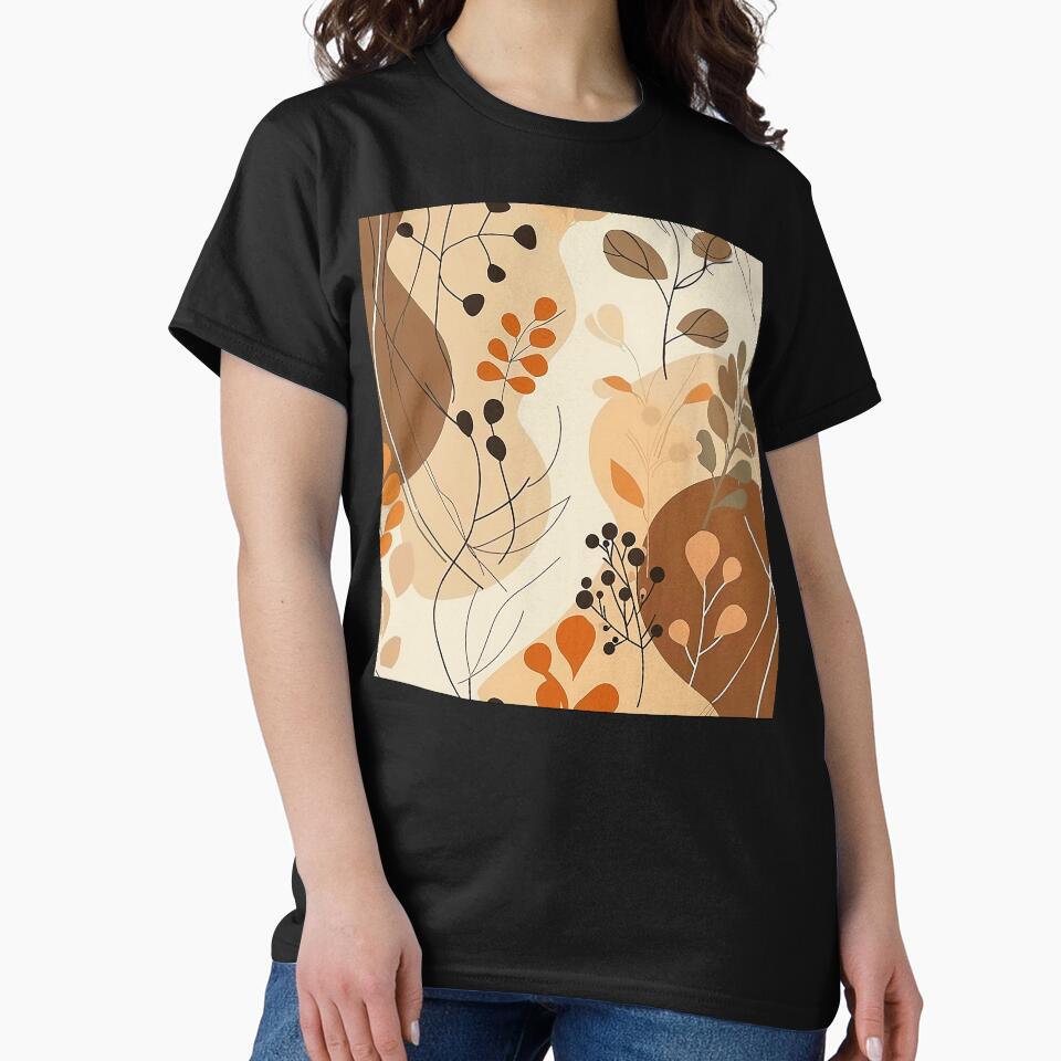 Boho Warm Earthtones Elegant Abstract Leaves Design Art by DEC02