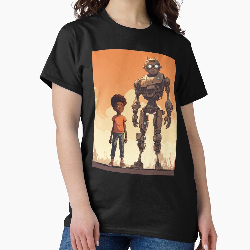 Afrofuturist Boy With Robot Guardian by RTFaulkner