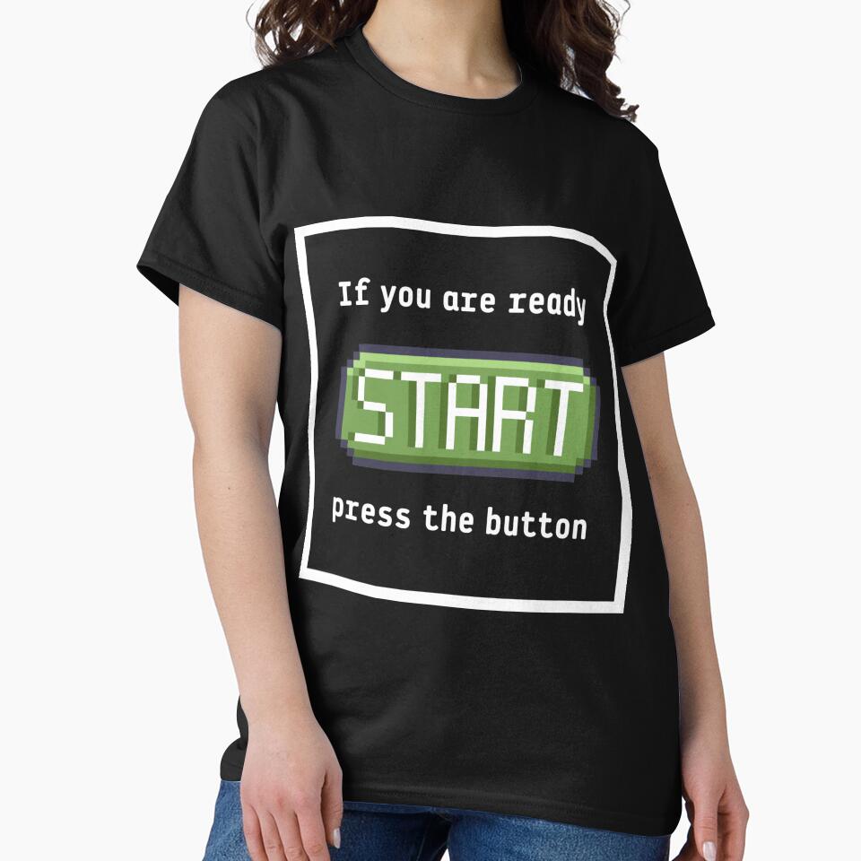 Press the start button (frame)  - Retro gaming experience  - Text based design - White text by Nemesiscrowd