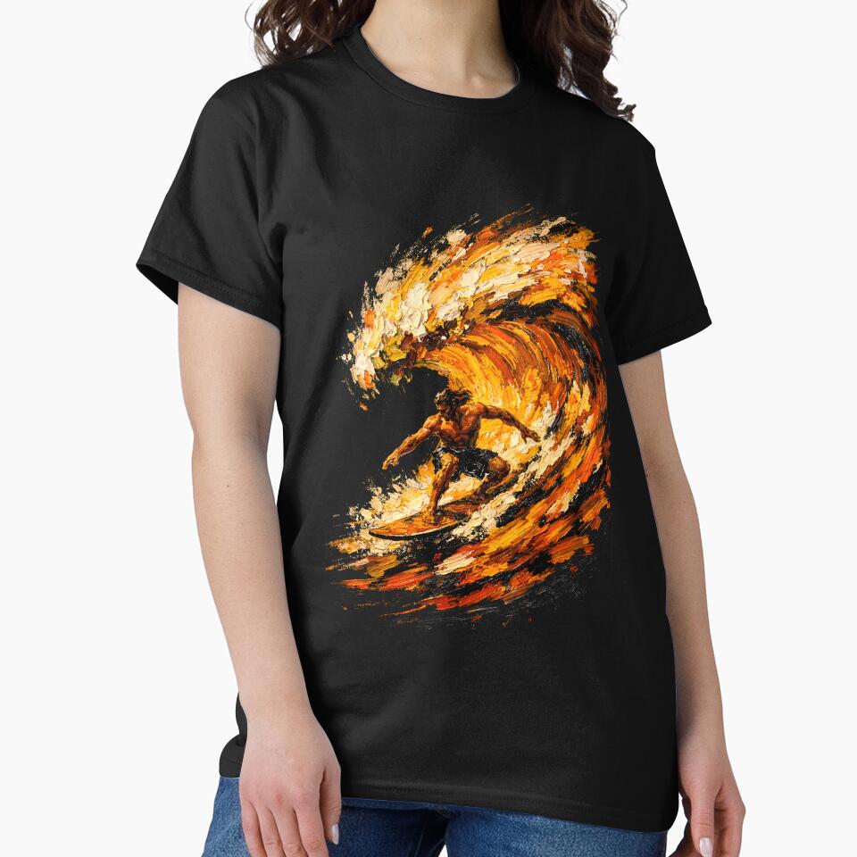 Golden Barrel: Impasto Fire Wave Surfer by WavesStation