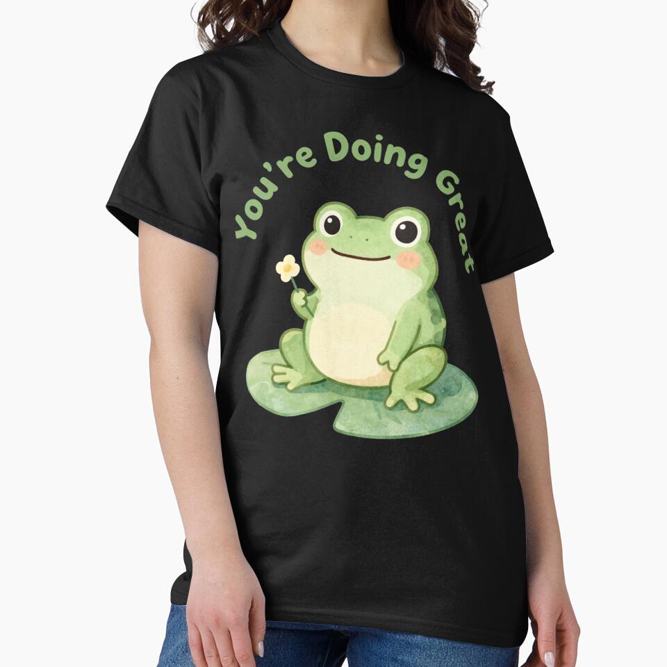 You're Doing Great | Cute Frog Mental Health Affirmation Sticker | Self Love Gift | Encouraging Quote Sticker by Davestre Designs