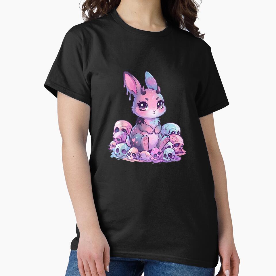 Paint Dripping Goth Kawaii Bunny Digital Design - Dark Whimsical Creepy Cute Rabbit Art by tigers-heart
