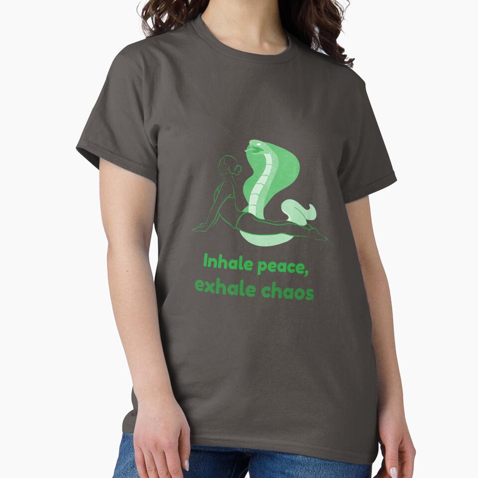 Cobra Yoga Pose Bhujangasana – Inhale Peace Exhale Chaos Mindfulness Yoga Design by WellspringXflow