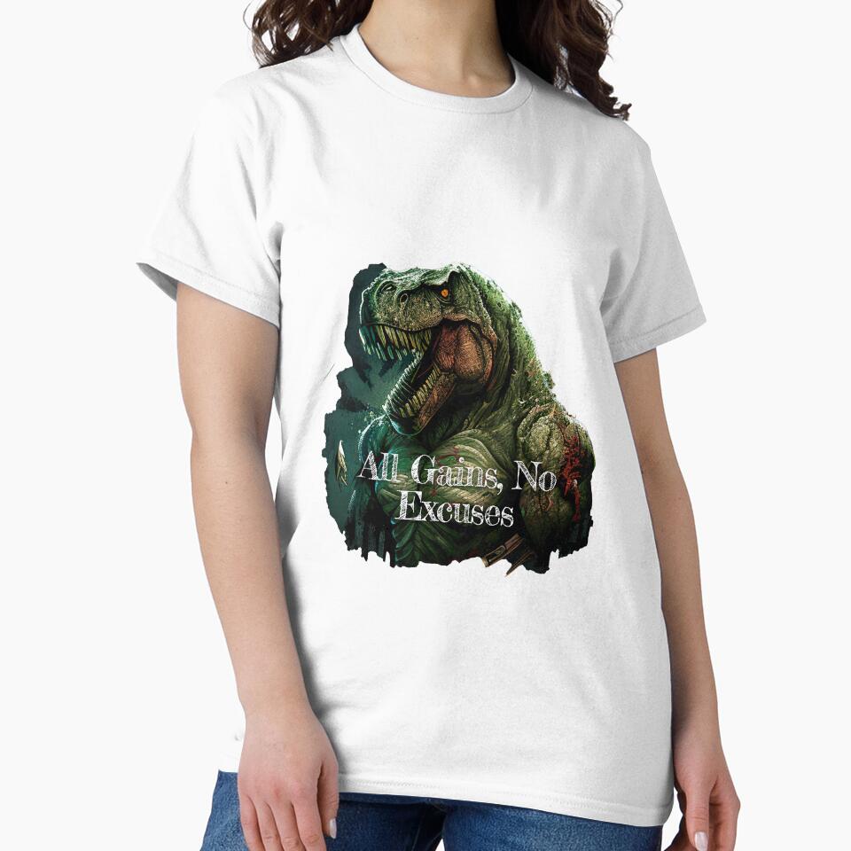 All Gains, No ExcusesDesignBodybuilding Fitness Gym Workout Exercise Merch Print Design by tengamerx