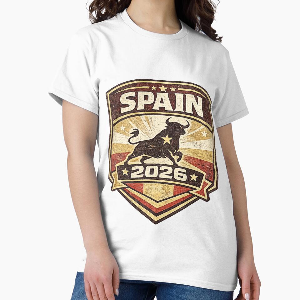 Spain 2026 Vintage Bull Football Retro T-Shirt by ArthUpscale