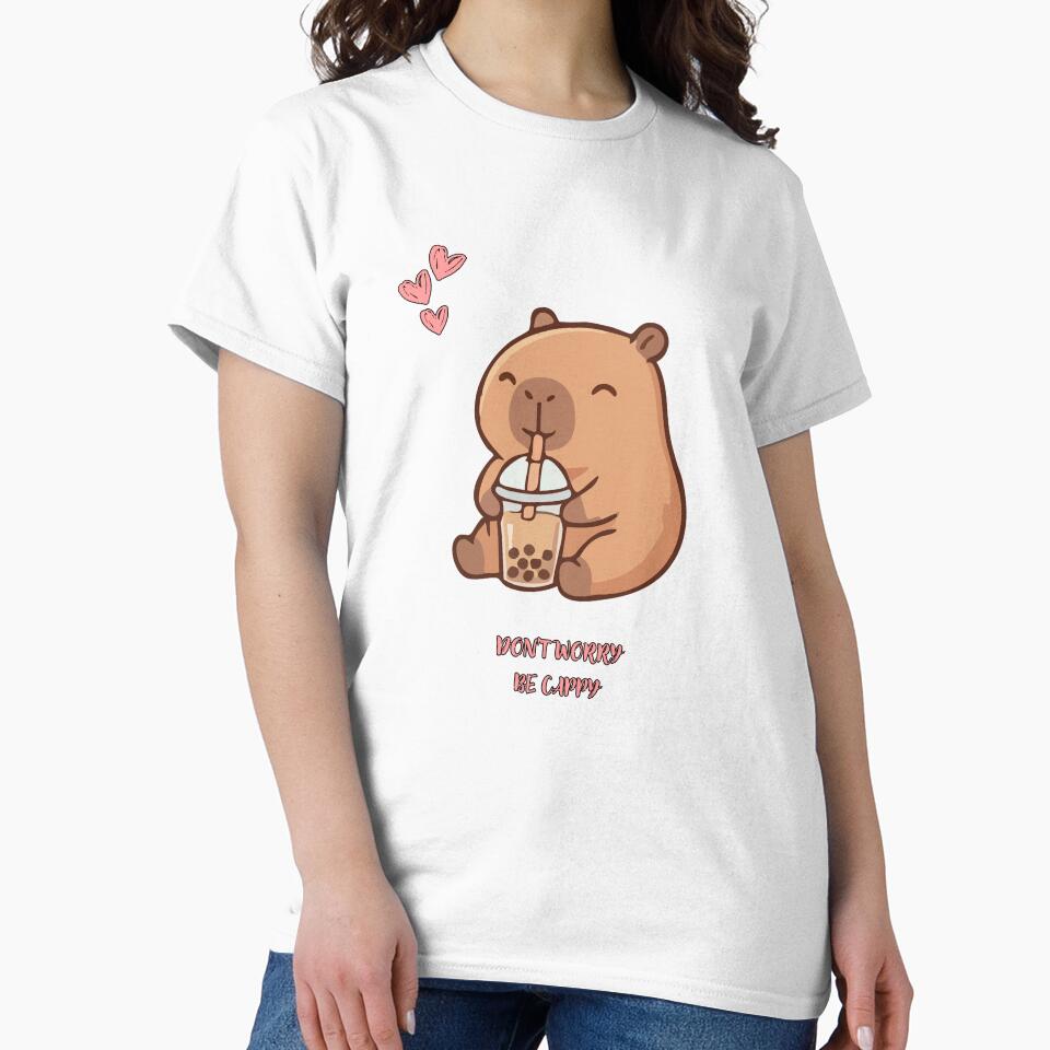 Cute Capybara Dont Worry Be Cappy Funny Animal Pun by DailyStickerLab