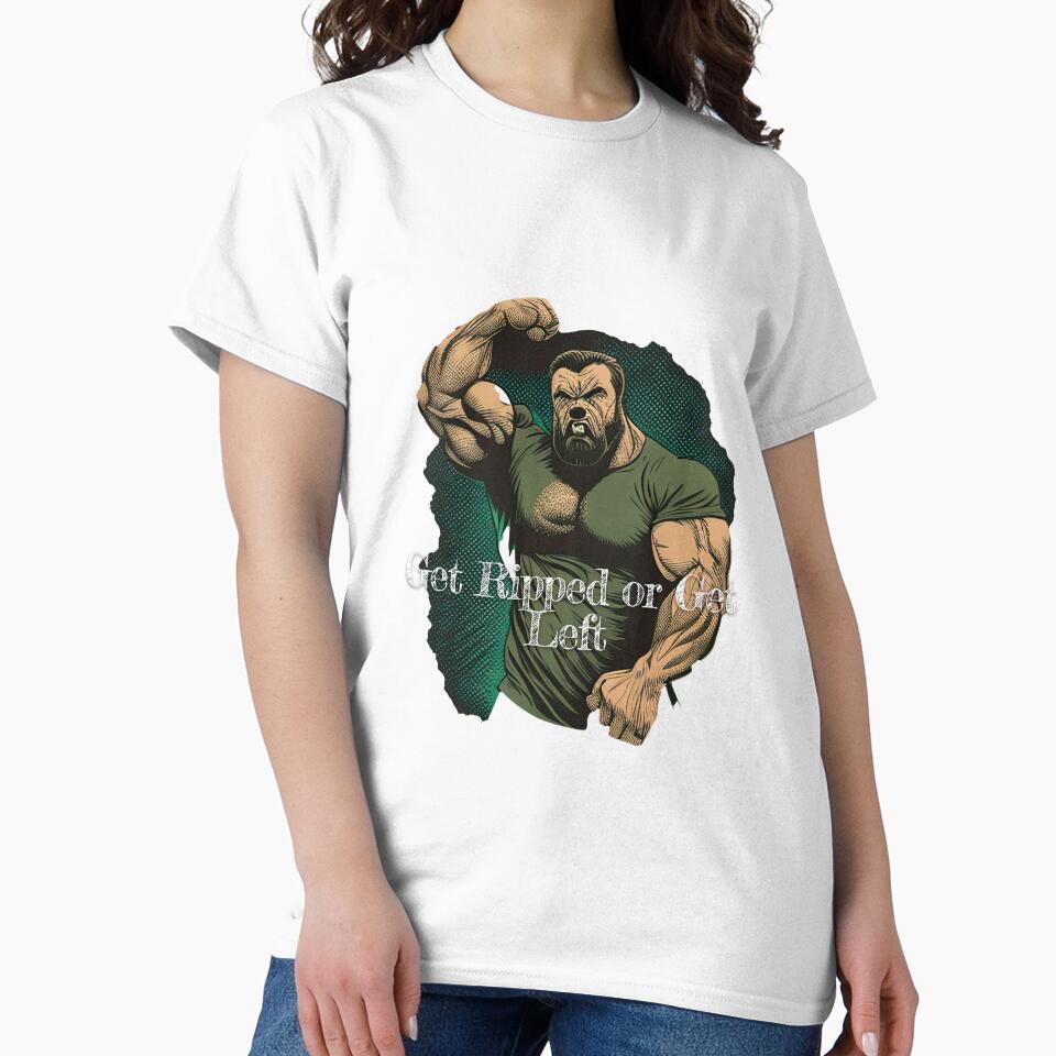 Get Ripped or Get LeftDesignBodybuilding Fitness Gym Workout Exercise Merch Print Design by tengamerx