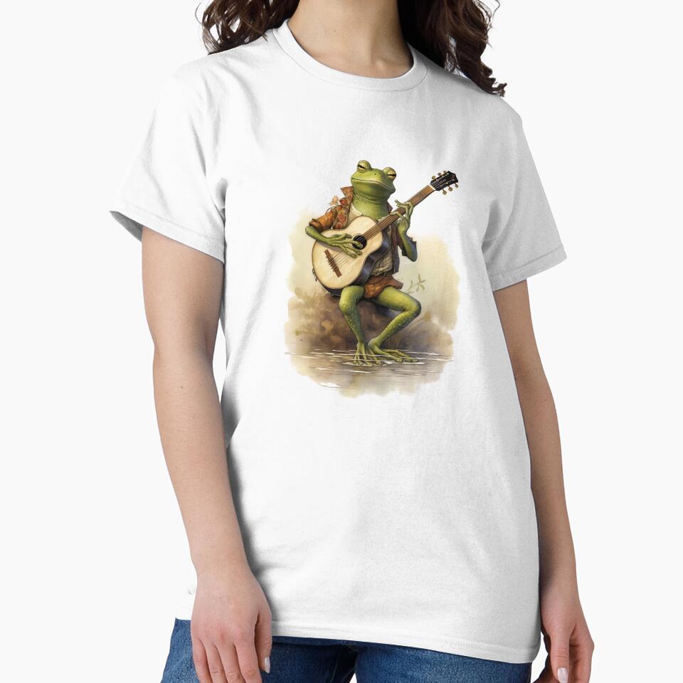 Frog playing guitar on the bank by Remek-Design
