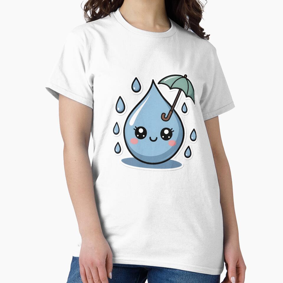 Cute Kawaii Raindrops Pattern – Rainy Day Aesthetic Sticker by DesignEG