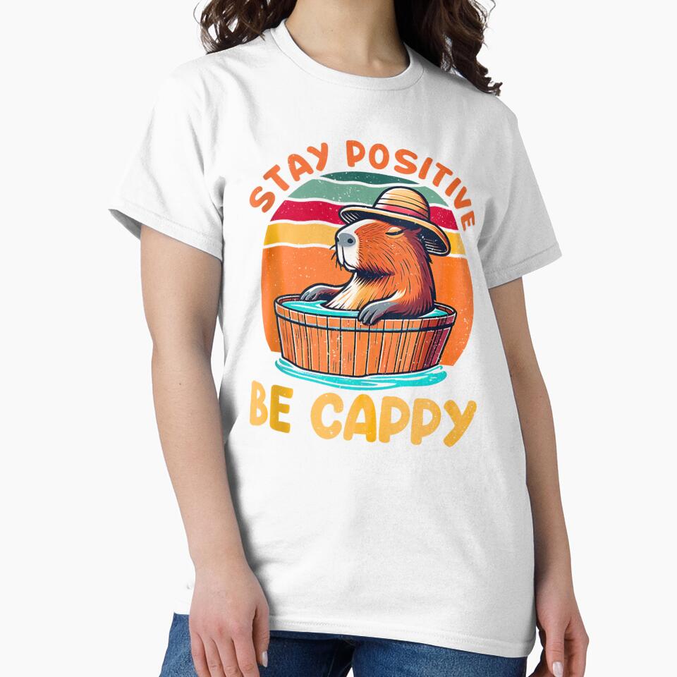Stay Positive Be Capybara – Cute & Chill Animal Motivation Vintage Retro by Mohamed Amine Kadri