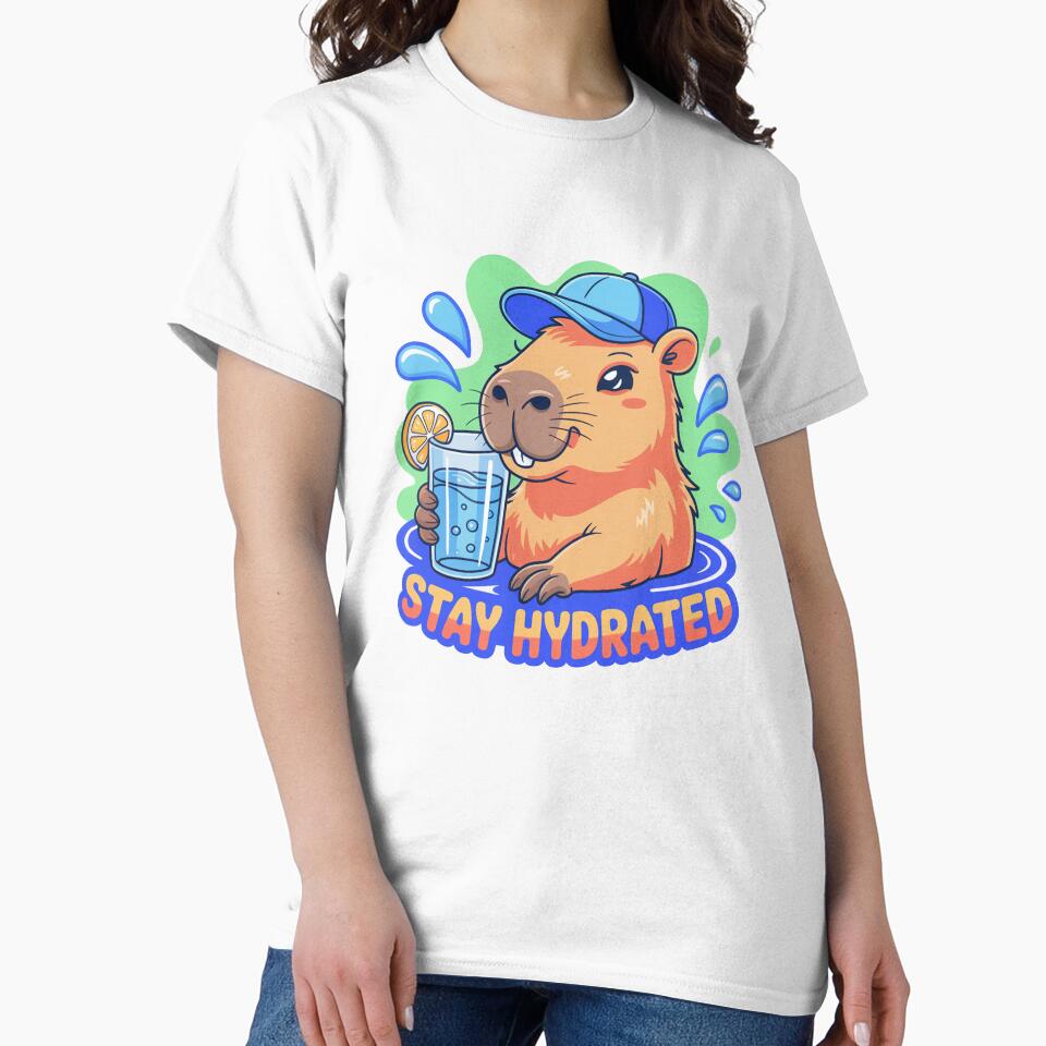 Stay Hydrated Funny Capybara Cartoon by MonkiFlipp