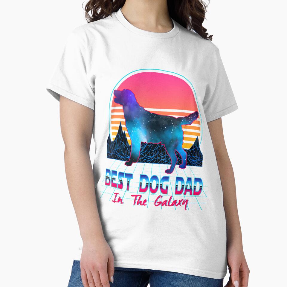 Best Dog Dad in The Galaxy Retro Vintage 80s Funny Dog Lover by julipham88