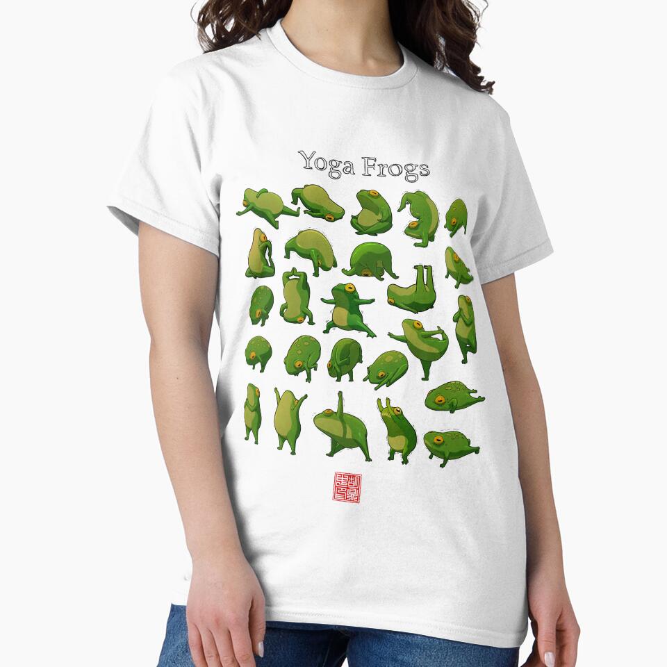 Yoga Frogs Poster With Text by DingHuArt