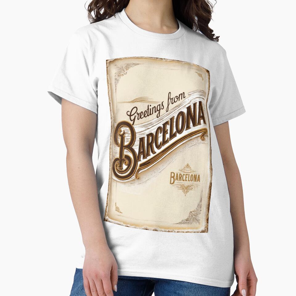 Greetings from Barcelona Spain Vintage Travel Retro Postcard Design by TravelPostcardGems
