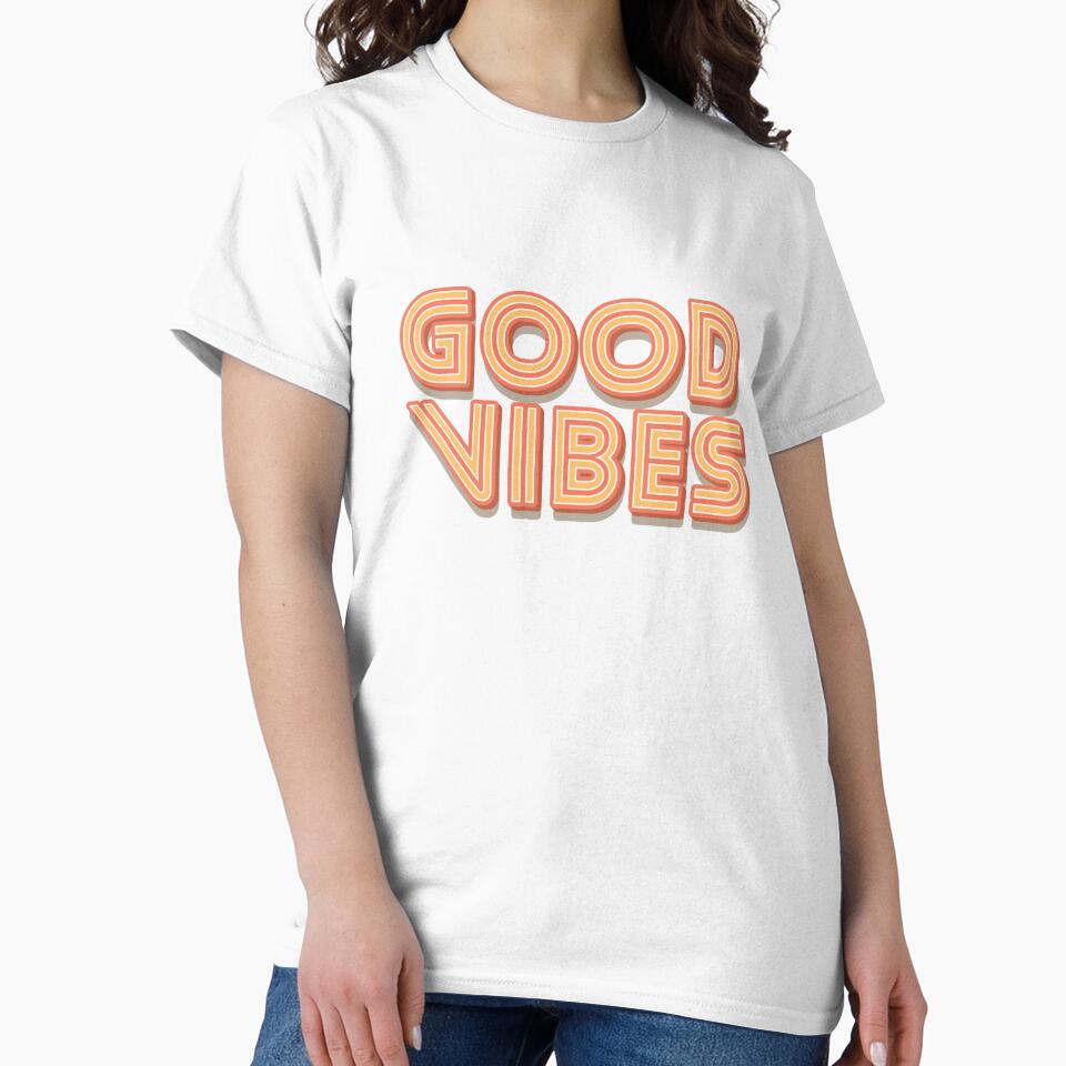 Orange Red Stripes 3D Retro Vintage Sans Serif Display Typography Good Vibes Quotes by Cawaiico