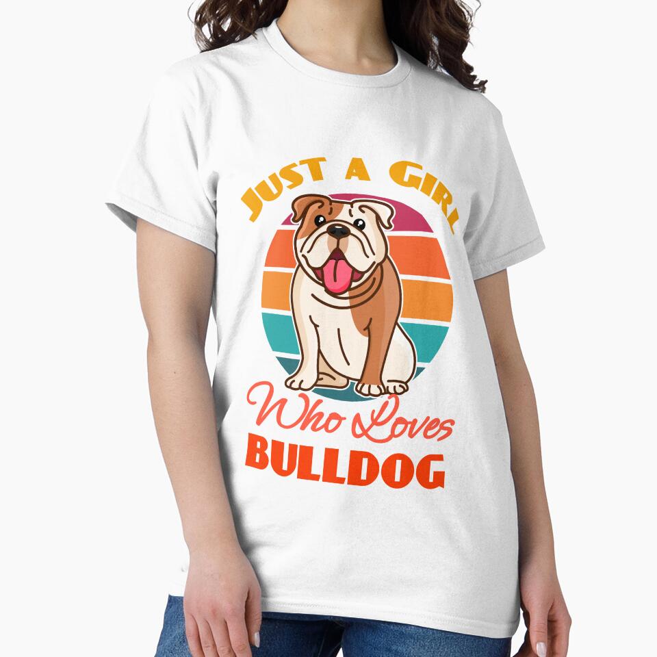 Just A Girl Who Loves Bulldog Dog Lover Cute Sunser Retro Funny by Meteor77