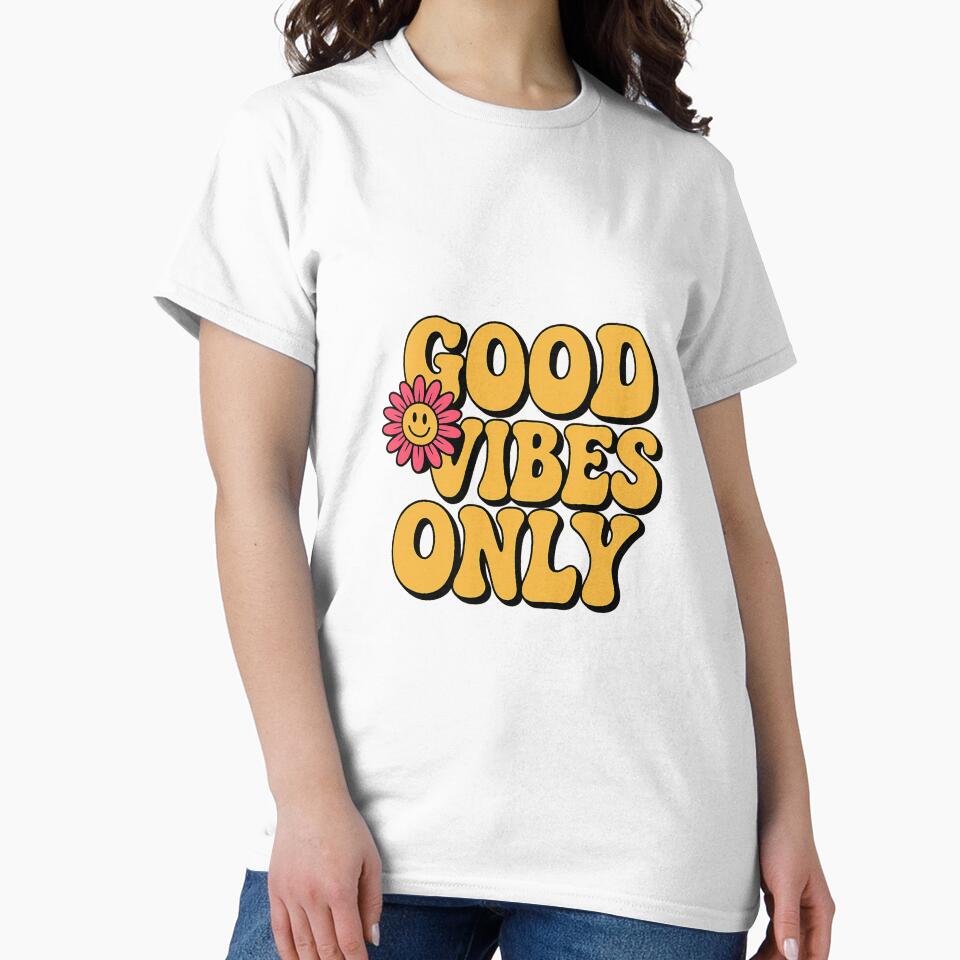 Good Vibes Only Retro Flower Typography by artra-shop