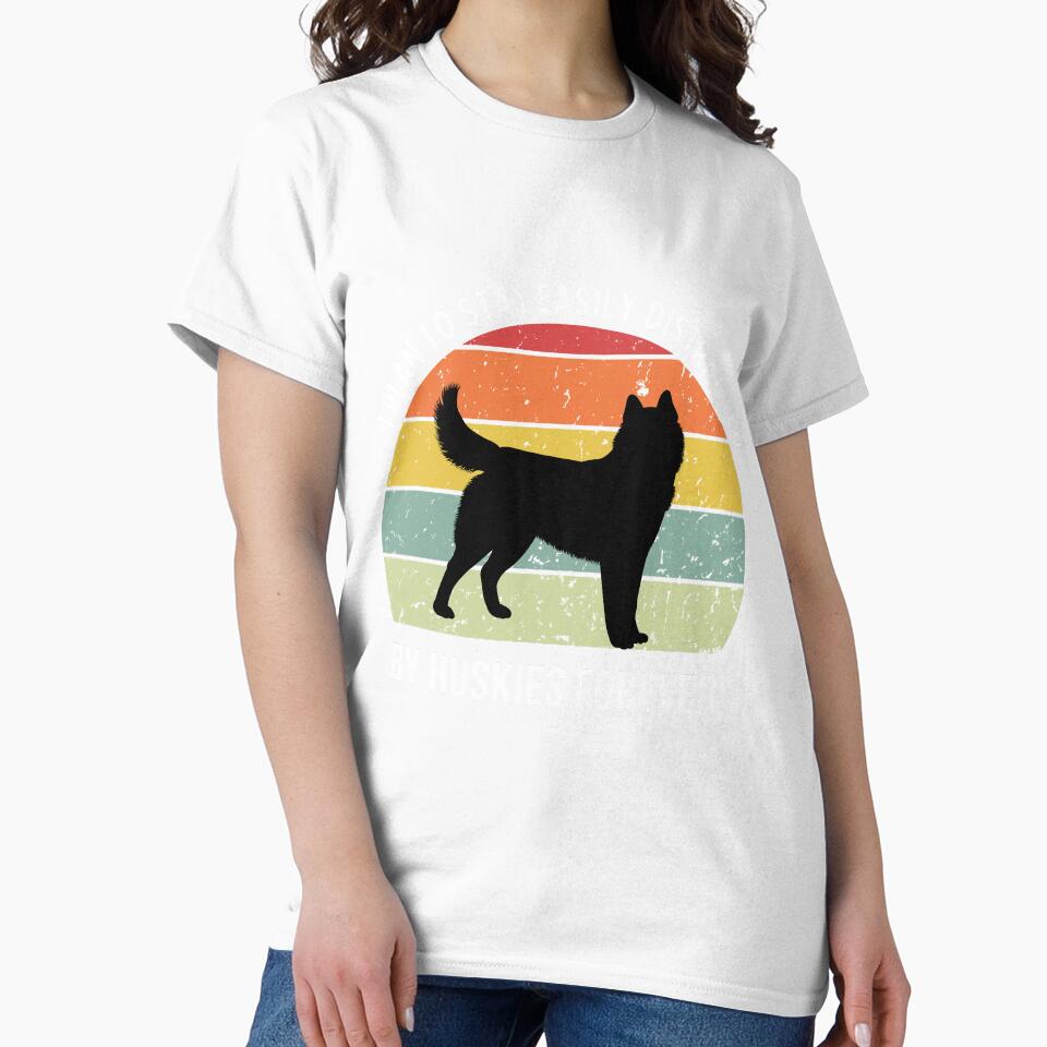 Cute Husky dog breed Retro Sunset design - white text by 29Bumblebee