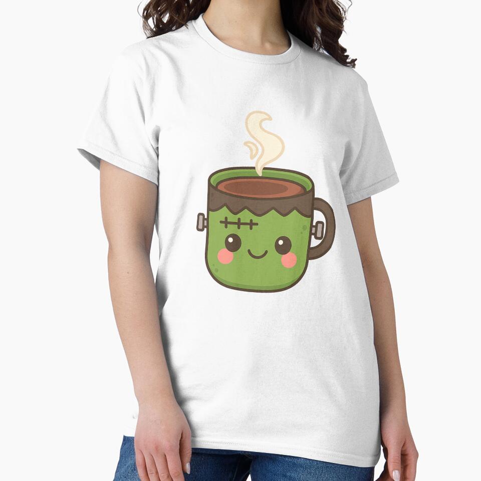 Kawaii Frankenstein Halloween Coffee Mug Cute Spooky Cup by ThaiArtShop
