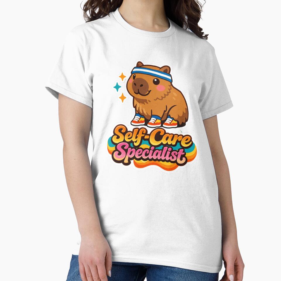 Retro Groovy Capybara Self-Care Specialist Illustration by craftedd