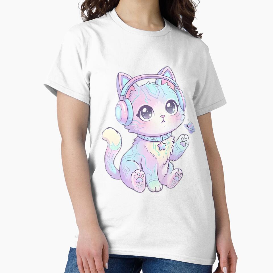 Kawaii Cyber Cat - Pastel Neon Space Kitten by WalterAdd