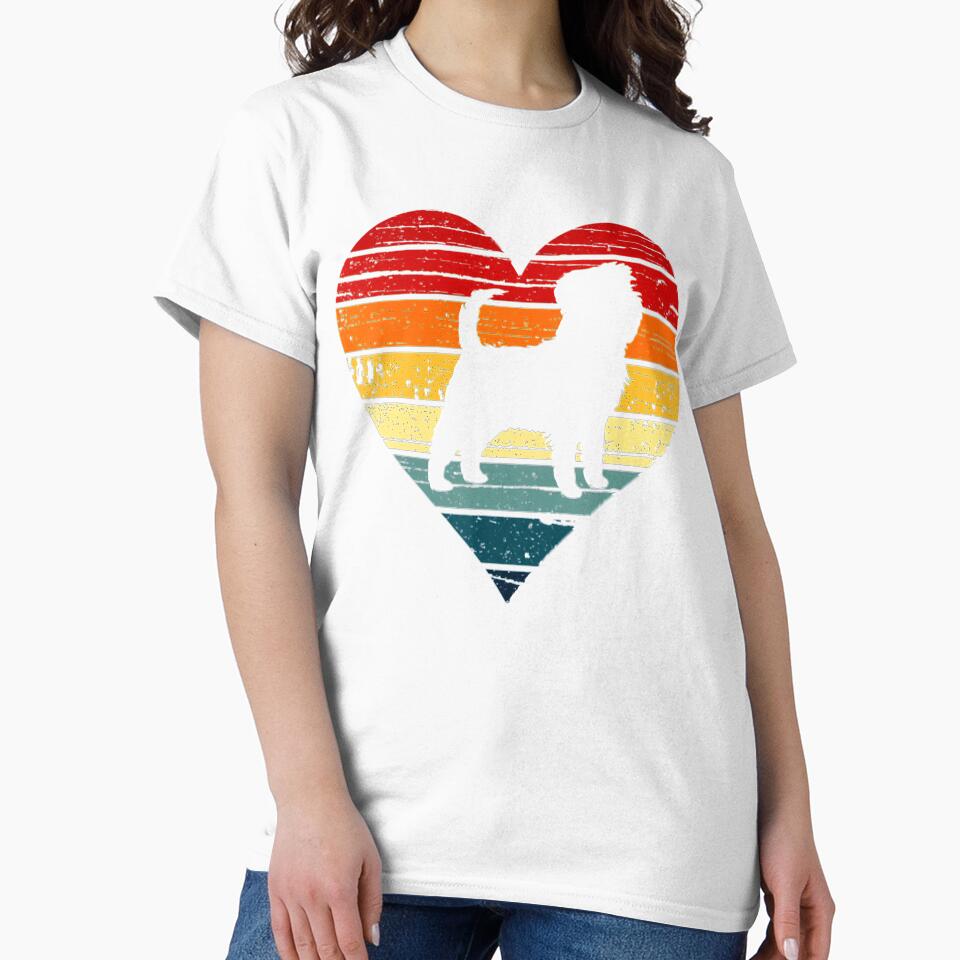 Affenpinscher Dog Vintage Retro Heart Mom Gift Valentines Tee Gift Love by BargerStore