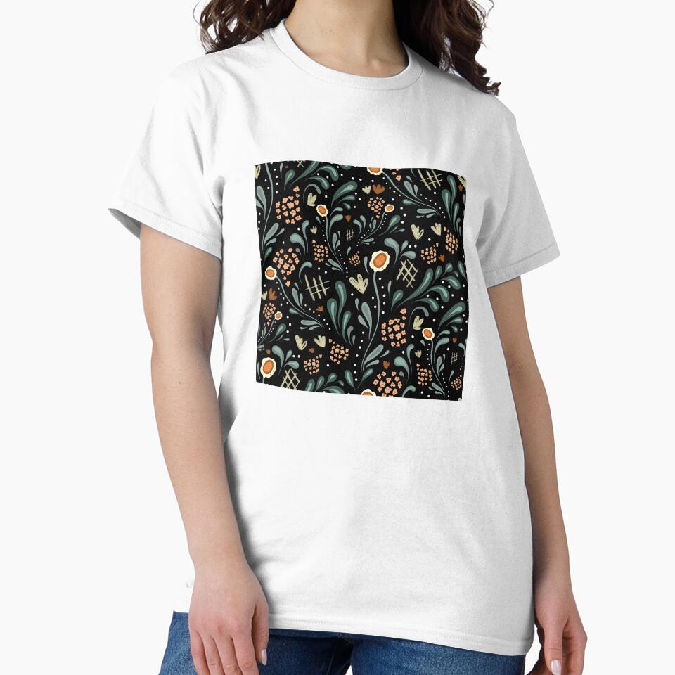 Bohemian soulful hand drawn flowers textures black background by Yana Mustafina | Boho Soulful Designs