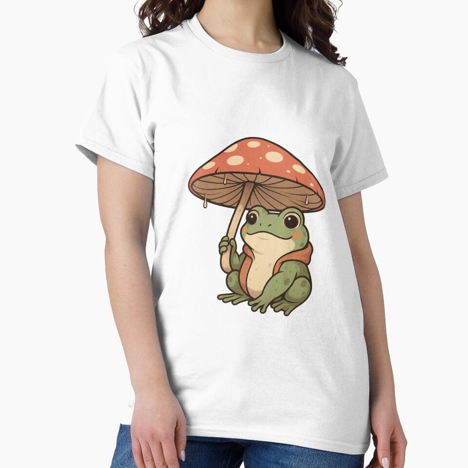 Mushroom Frog with Umbrella – Cute Cottagecore Frog in Rain | Cozy Nature Aesthetic by ColorSplash123