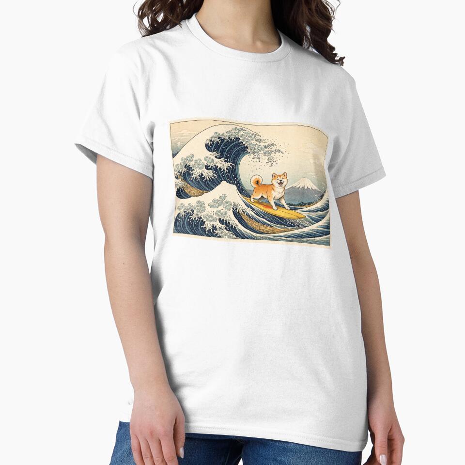 The Great Wave Dog Shiba Wave Rider Surf by SOUFIANE1991