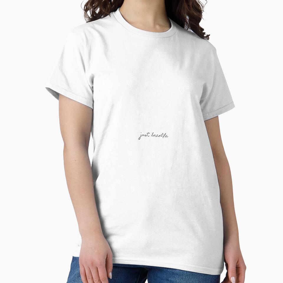 Just Breathe White Heart Doodle Pattern by AlmightyClaire