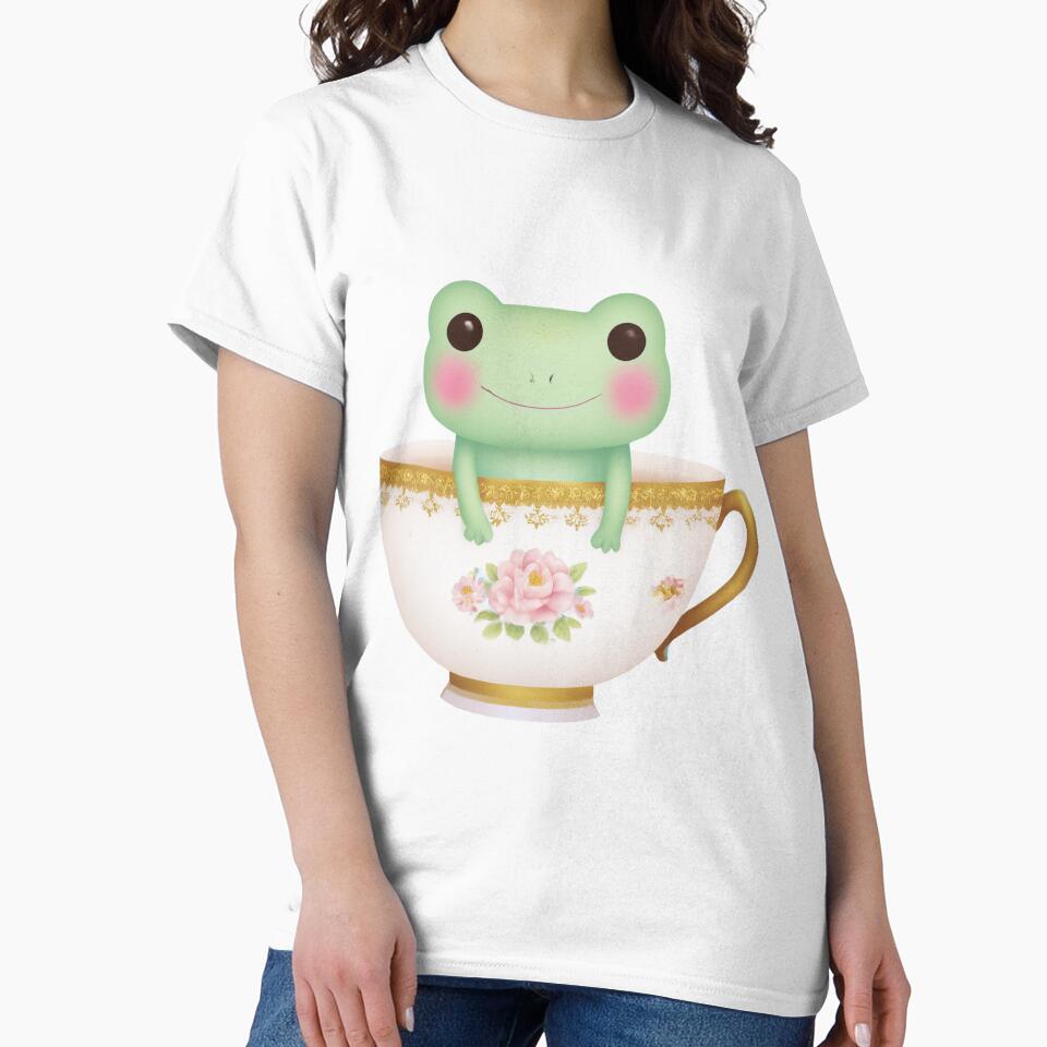 Cute Frog in Vintage Teacup Sticker by Ai Enchanted Art | Cottagecore • Whimsigoth • Aesthetic Designs