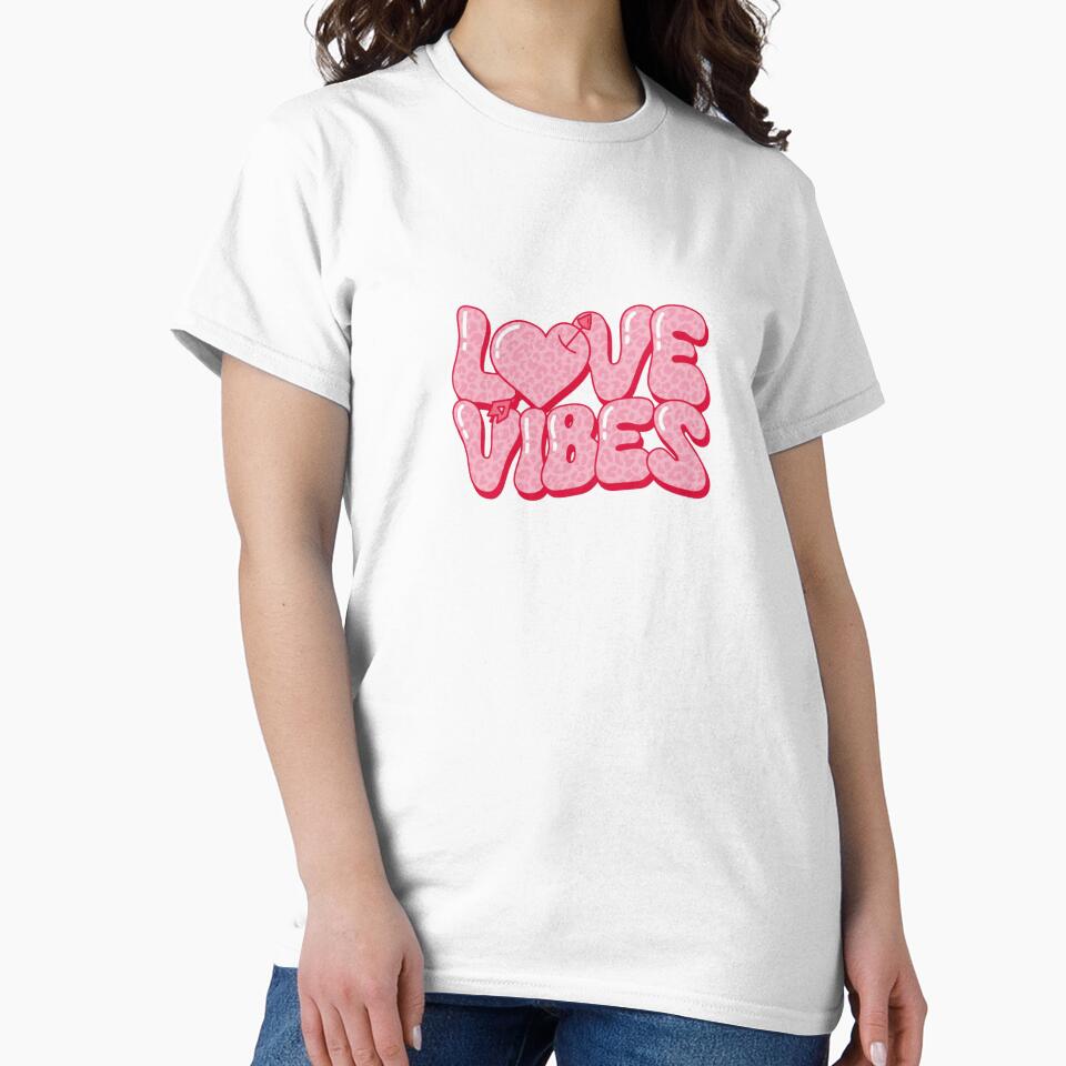 Love Vibes Pink Leopard Heart Retro Typography by Oniyasha