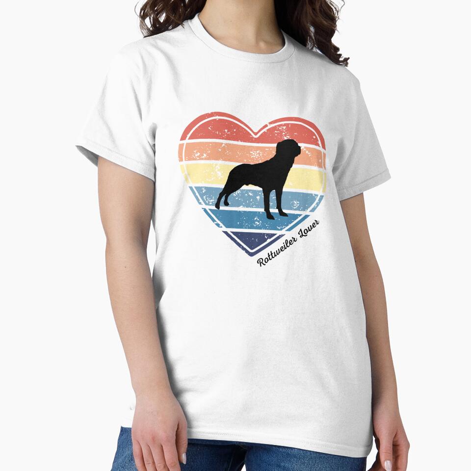 Rottweiler Lover Retro Sunset Heart by Print-A-Joke