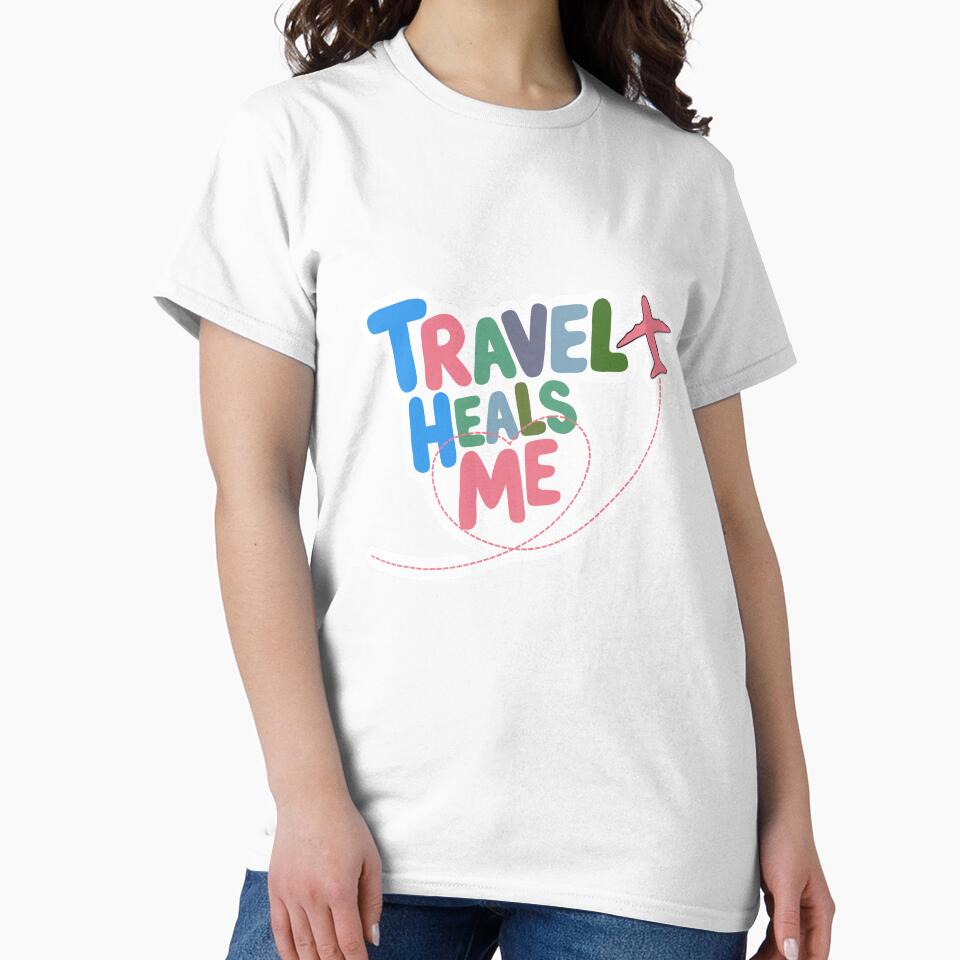 Travel Heals Me – Cute Travel Quote with Airplane | Inspirational Travel Design by PTMinimalShop
