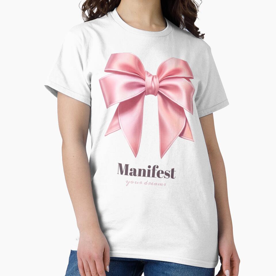 Manifest your dreams affirmation cute pink vintage bow by SoulfulT